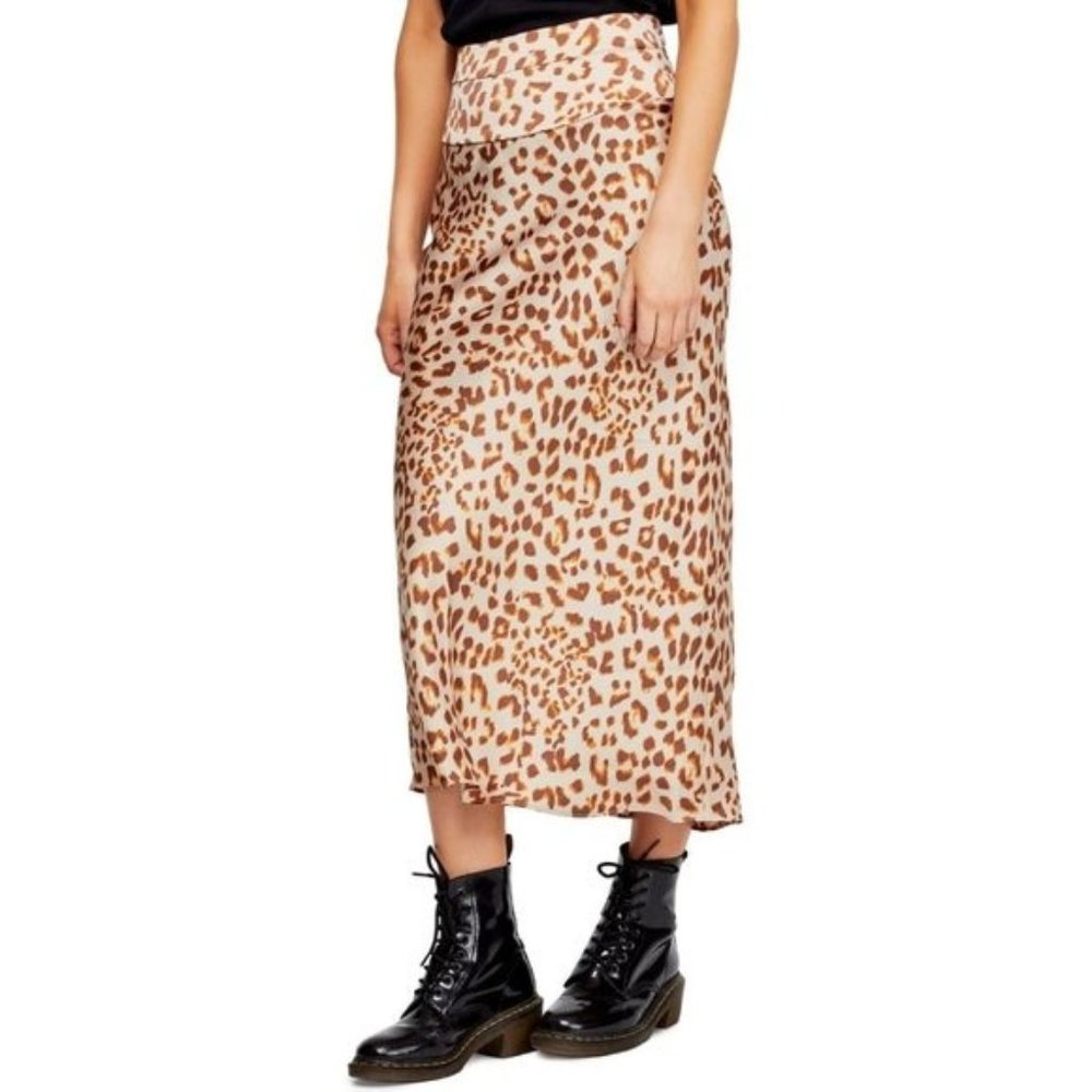 Free People Normani Leopard Print Midi Skirt - Picture 2 of 5
